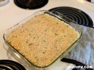 potato casserole with bread crumbs on top