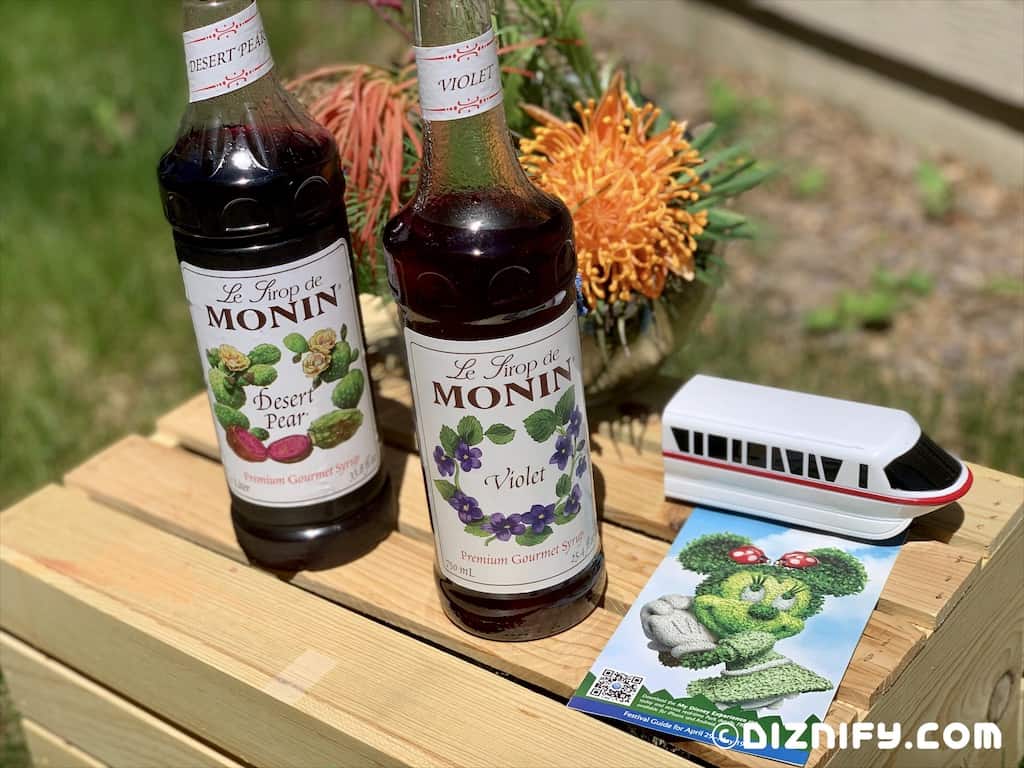 Monin desert pear and violet syrups