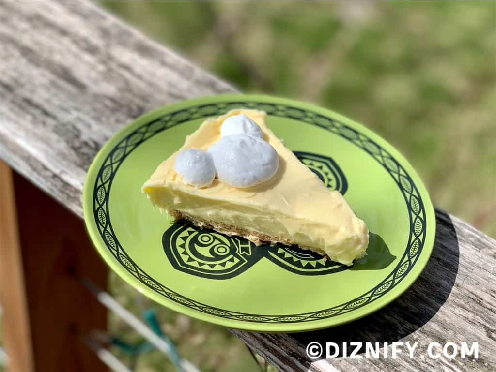 a slice of vegan dole whip cheesecake