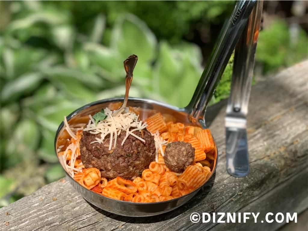 Meatballs and pasta inspired by Disneyland's Impossible Spoonful