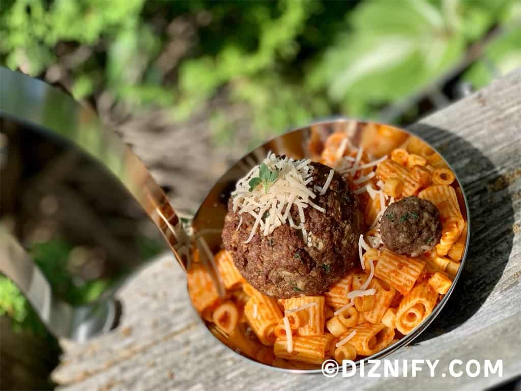 impossible meatballs in a bowl with pasta