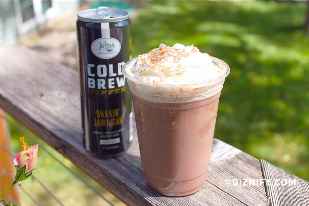 cinnamon bun coffee and a can of cold brew